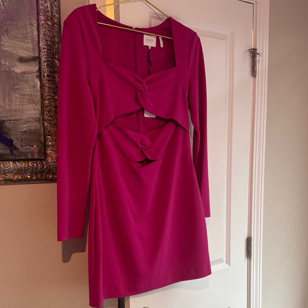 Oasis Fuchsia Long Sleeve Dress